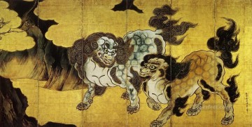 Japanese Painting - Chinese Lion Kano Eitoku Japanese